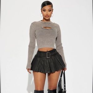 Fashion Nova Wandering Eyes Washed Sweater - Grey Mineral Wash